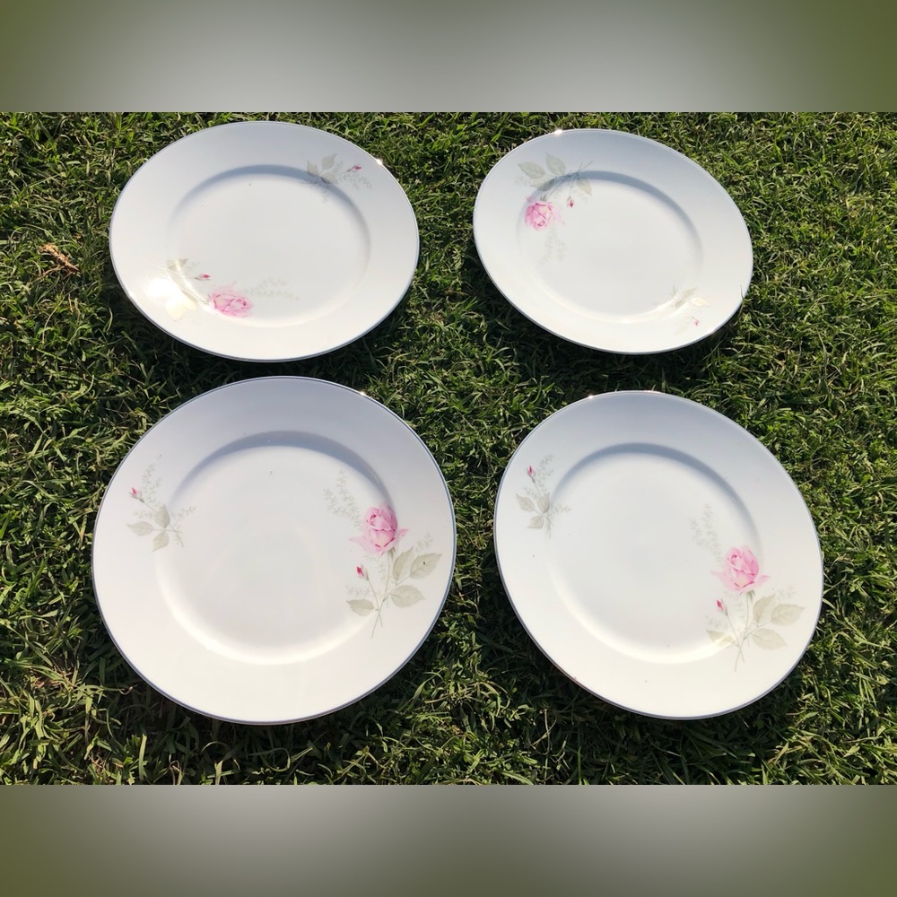 Crown Bavaria germany fantasy dinner plates 10” roses floral porcelain vintage